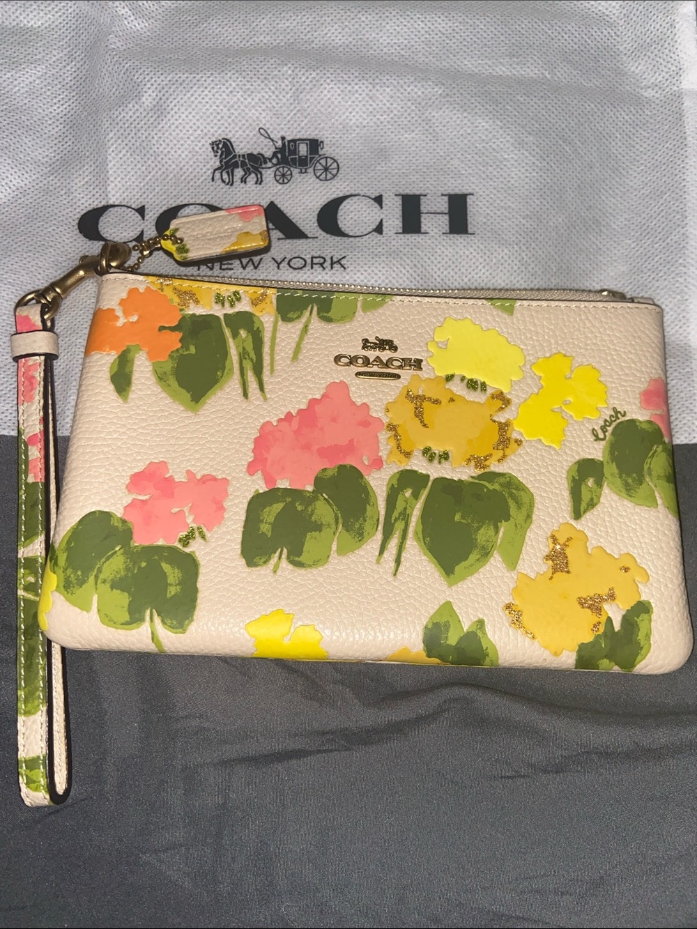 Coach Large Archival Floral Wristlet Like New